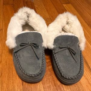 Cozy Gray Women's Moccasin Slippers